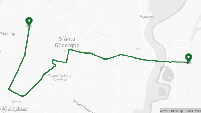 Az 1-es busz útvonala a térképen: Cap Linie Simeria → Gara CFR