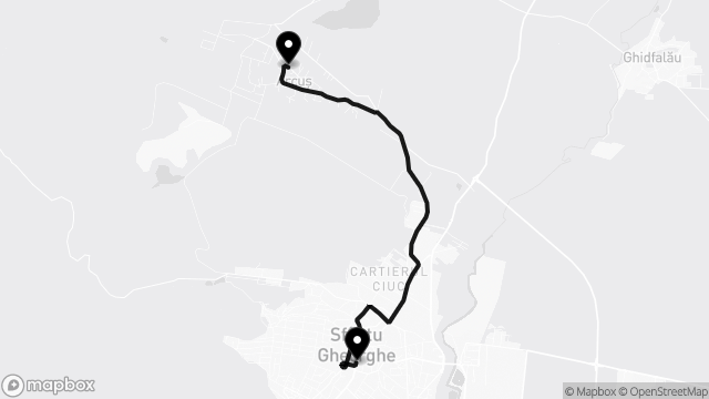 A 10-es busz útvonala a térképen: Centru Arcuș → Casa cu Arcade